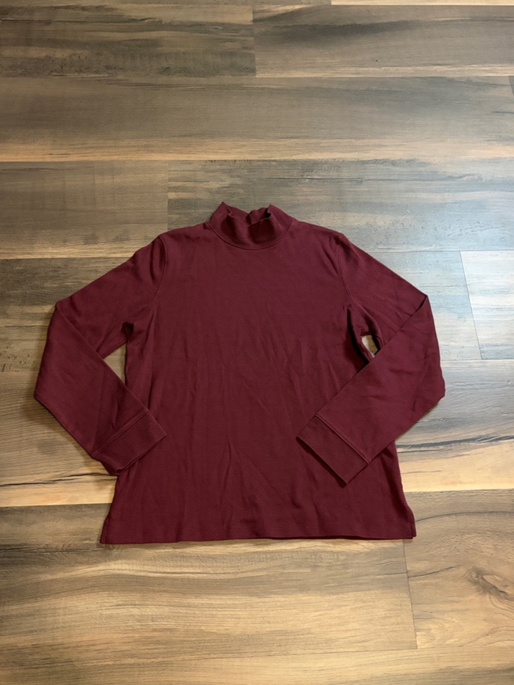 Hasting & Smith Petites Women's Long Sleeve Mock Neck Tee in Wine Red Size PM